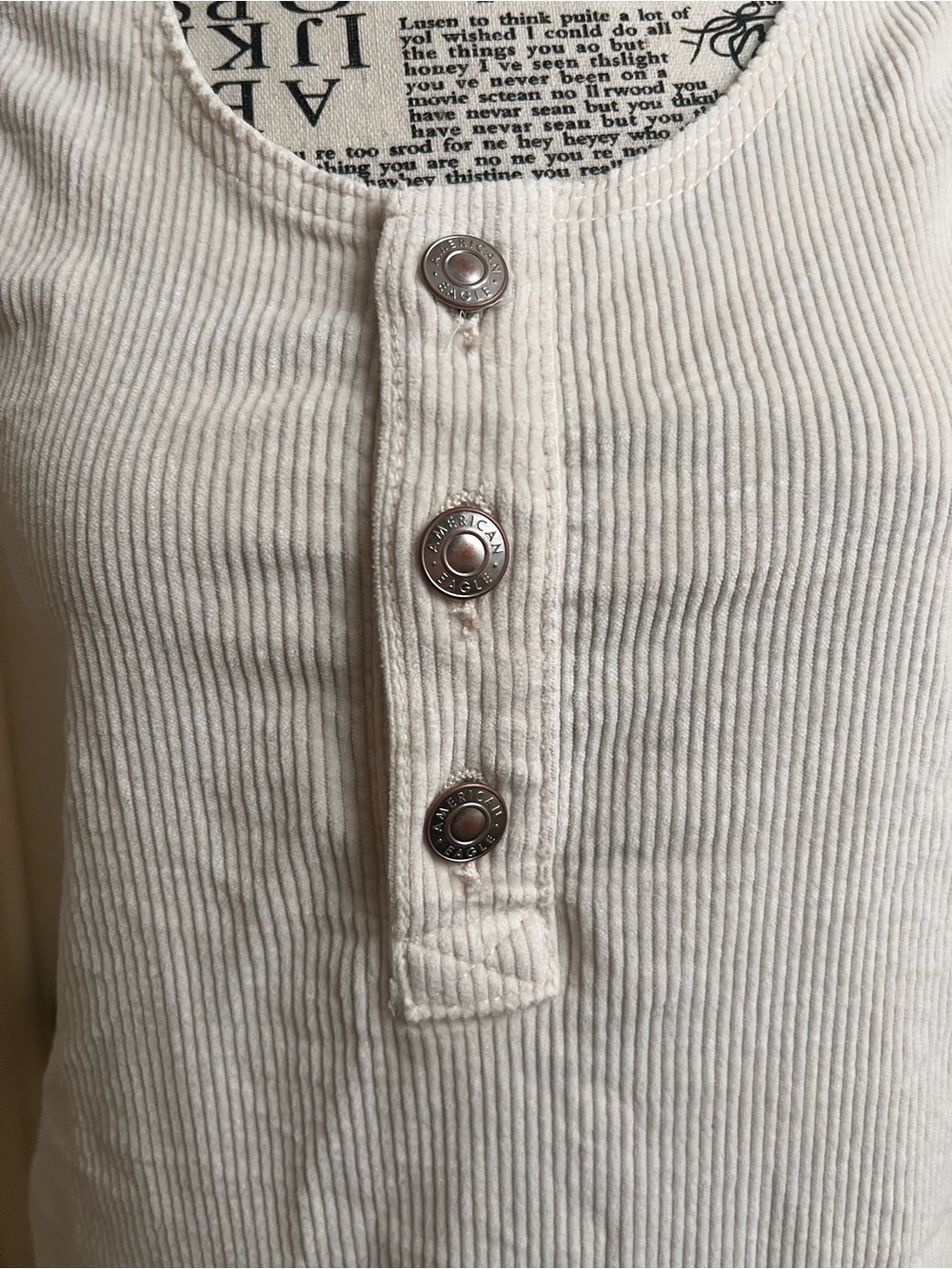 American Eagle White/cream Corduroy Mini Dress cottagecore tank Shift Dress XS - Picture 2 of 7